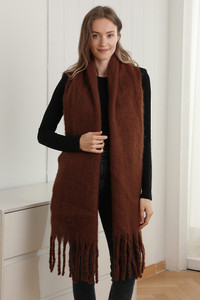 Solid Color Fringe Oblong Winter Scarf