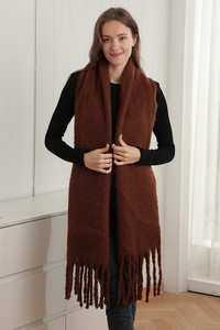 Solid Color Fringe Oblong Winter Scarf
