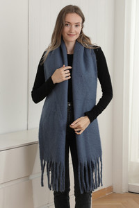 Solid Color Fringe Oblong Winter Scarf