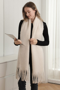 Solid Color Fringe Oblong Winter Scarf