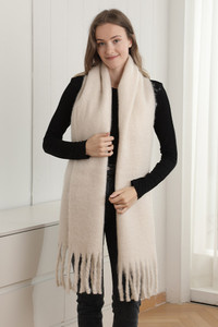 Solid Color Fringe Oblong Winter Scarf