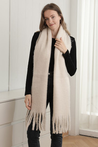 Solid Color Fringe Oblong Winter Scarf