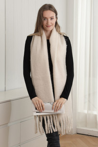 Solid Color Fringe Oblong Winter Scarf