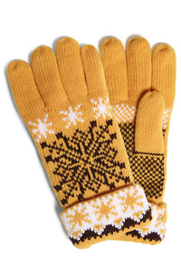 Snowflake Print Lining Knit Gloves