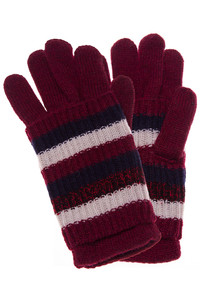 Stripe Pattern Print Cover Lining Knit Winter Gloves