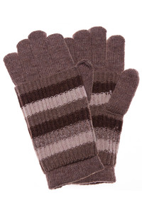 Stripe Pattern Print Cover Lining Knit Winter Gloves