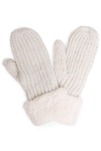 Fleece Cuff Sequin and Lurex Knit Mittens Winter Gloves
