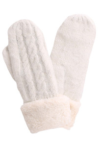 Fleece Cuff Lurex Knit Mittens Winter Gloves