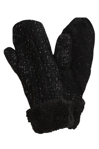 Fleece Cuff Lurex Knit Mittens Winter Gloves