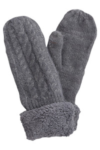 Fleece Cuff Lurex Knit Mittens Winter Gloves