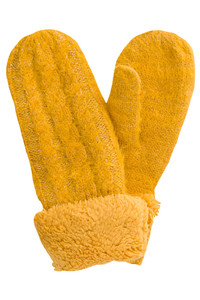 Fleece Cuff Lurex Knit Mittens Winter Gloves