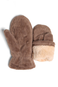 Solid Faux Fur Cuffs Mittens
