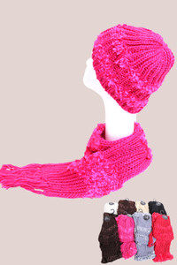 HAT SCARF SET-SK1066-BLACK (12pc)