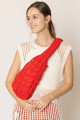 Red - Handcrafted Quilted Sling Bag 46