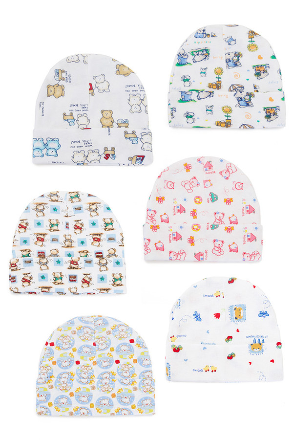 GRAPHIC PATTERN NEWBRON KNIT HAT-NEWBORNGHAT (12pc)