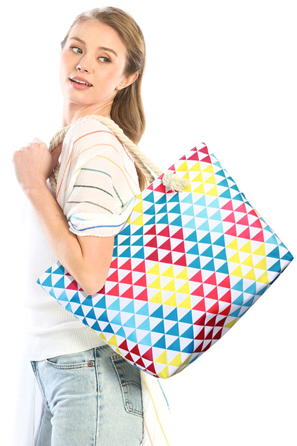 MULTI COLOR PATTERN BEACH BAG-LOA316