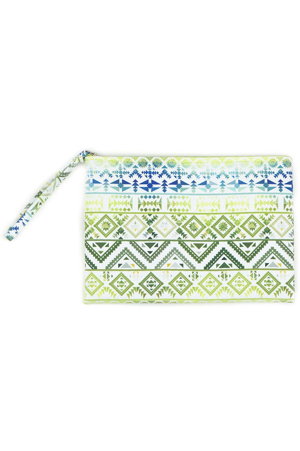 COLORFUL TRIBAL POUCH-MP0122-GREEN/NAVY