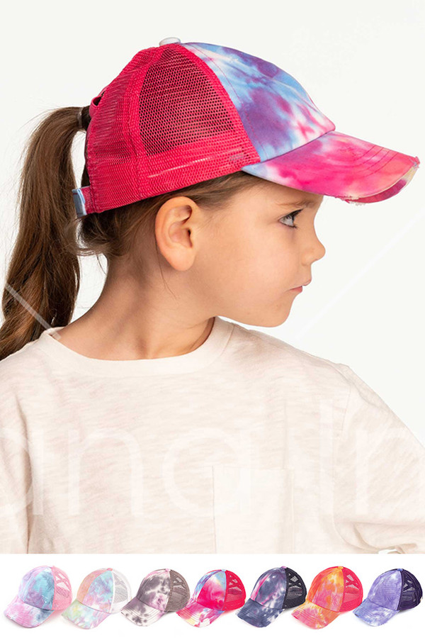 C.C KIDS TIE DYE CRISS-CROSS PONYCAP-KIDS-BT-791