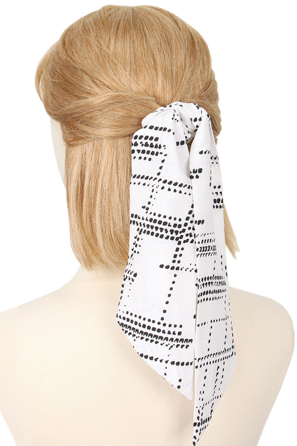 ABSTRACT PATTERN PRINT HAIR SCARF-EAHR2066-WHITE