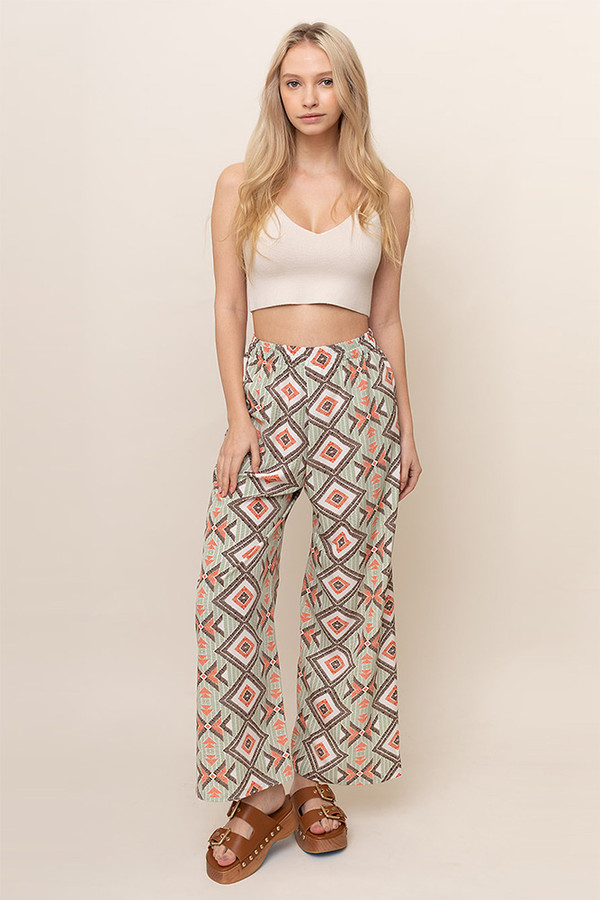 GEOMETRIC PATTERN PANTS-BLJ110074-GREEN