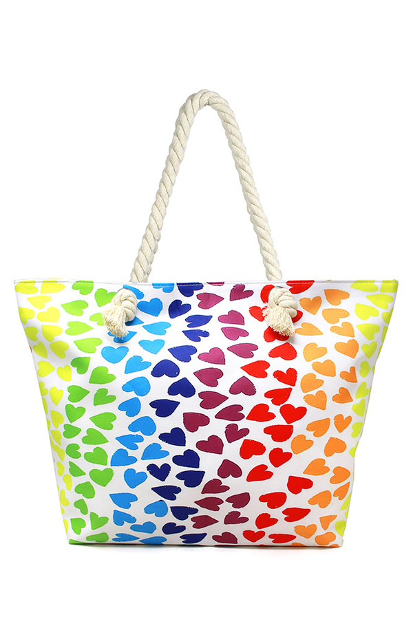 HEART PATTERN BEACH BAG-LOA342