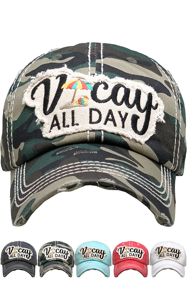 VACAY ALL DAY WASHED VINTAGE BASEBALL CAP-KBV-1355