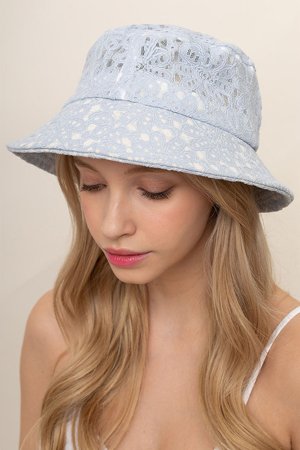 FLORAL LACE BUCKET HAT-BHU110027-BLUE