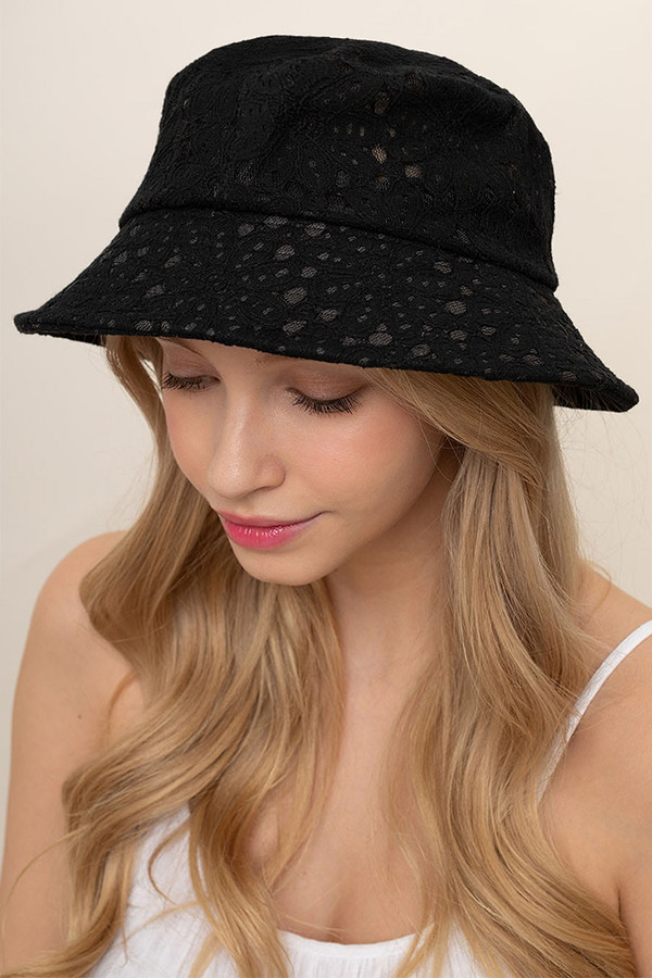 FLORAL LACE BUCKET HAT-BHU110027-BLACK