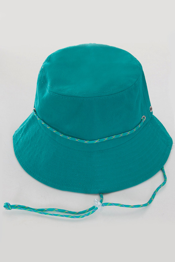 SOLID CHIN STRING BUCKET HAT-BHU110065-TURQUOISE