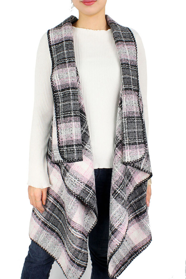 PLAID VEST-EAVT9766-GREY PLAID VEST-EAVT9766-GREY