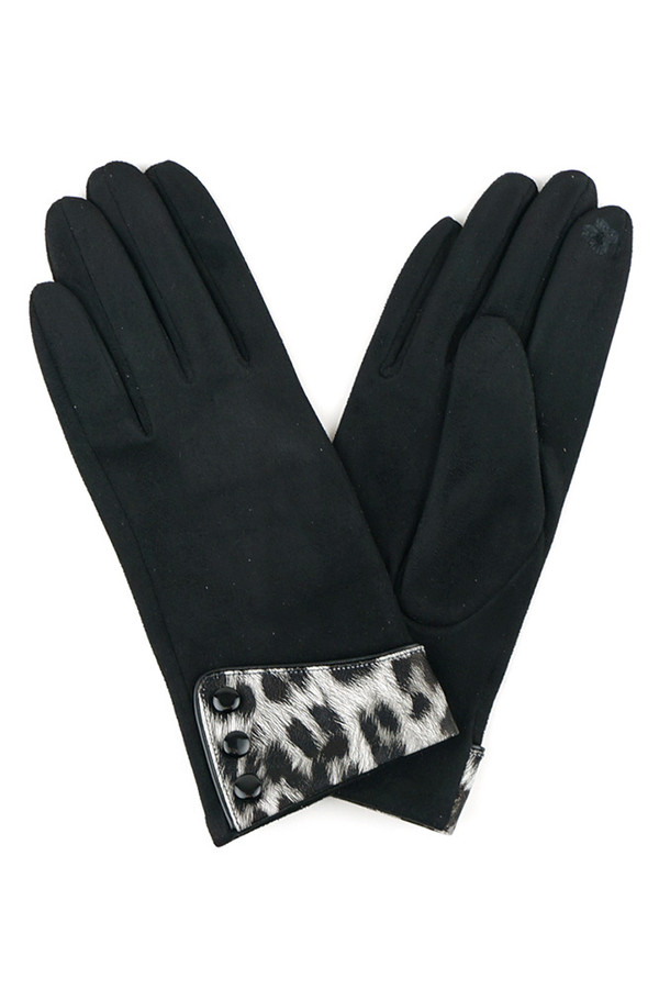 LEOPARD PRINT CUFF GLOVES-MG0050-BLACK