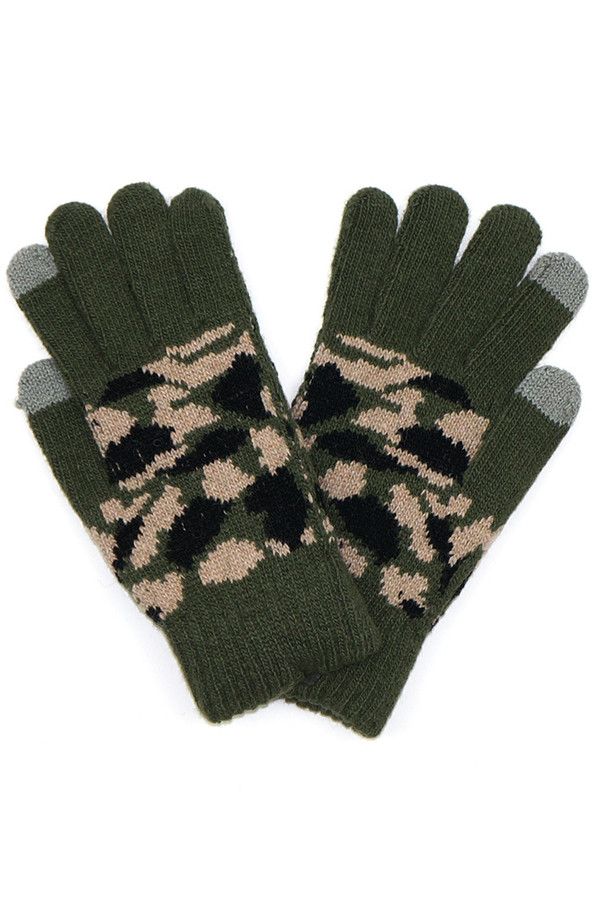 CAMO KNIT GLOVES-MG0045-OLIVE