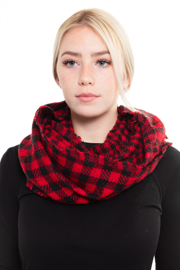 BUFFALO CHECK SCARF-MS0139-RED