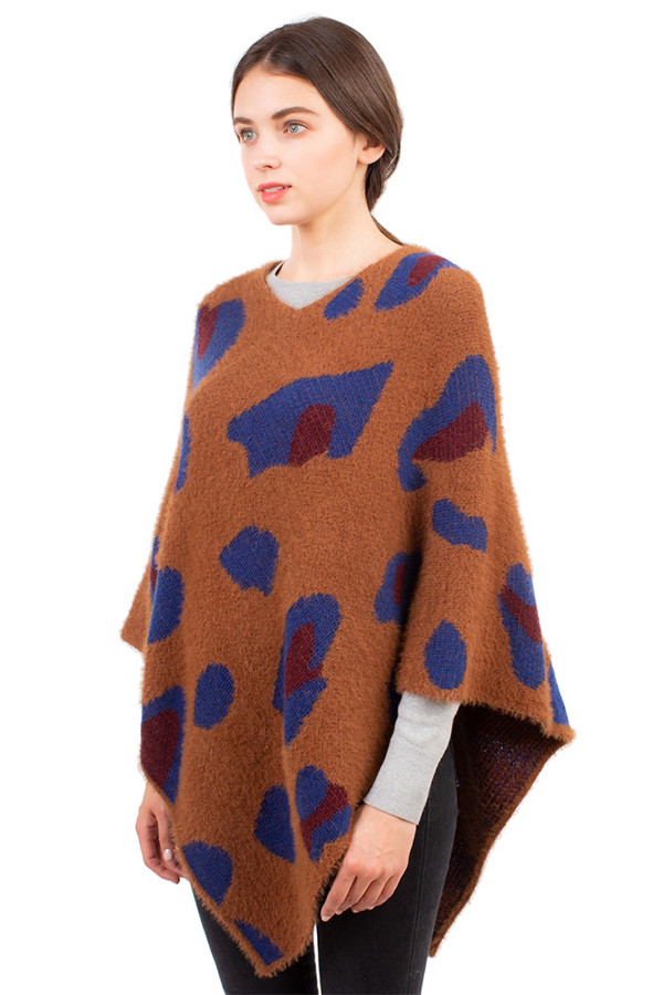 SOFT LEOPARD PONCHO-CP1610-CAMEL