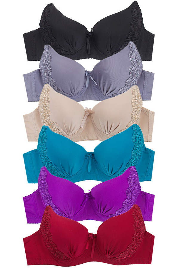 THREE HOOKS FULL SIZE WIRELESS BRA-9004 (6pc) - HANA WHOLESALE