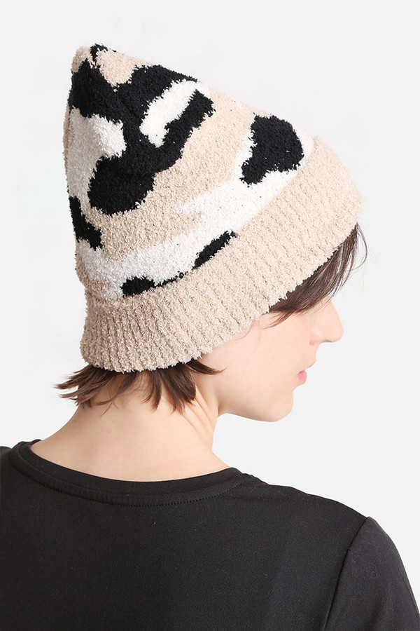 Camouflage Pattern Beanie with Ribbed Trim-JH276