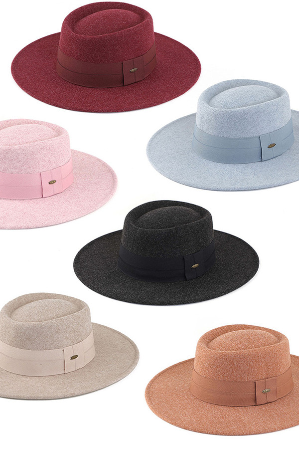 C.C Heather Telescope Crown Vegan Felt Hat with Wide Band Trim-WF-9