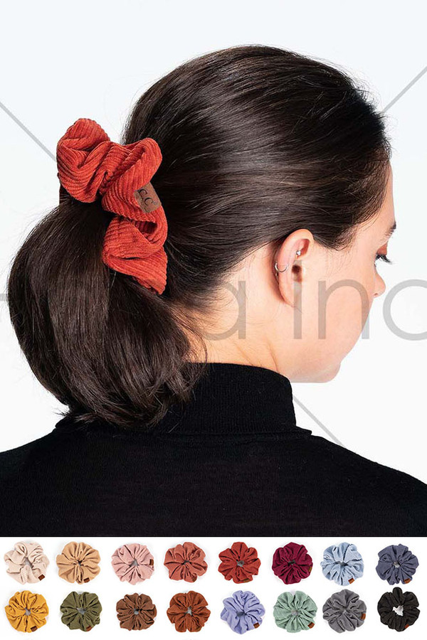 C.C Corduroy Solid Color Soft Scrunchies-SCR-03