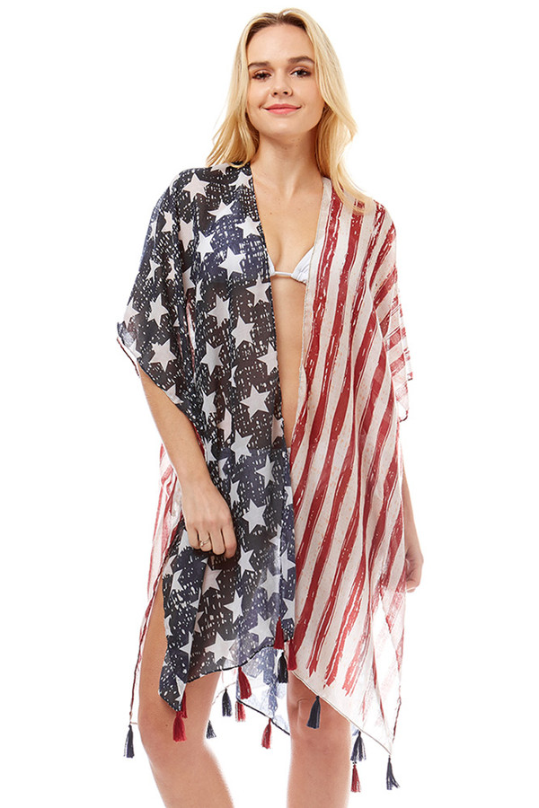 USA FLAG PATTERN COVER UP-LOF704