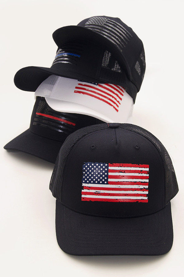 AMERICAN FLAG Flat UV print mesh back baseball cap AMERICAN FLAG Flat UV print mesh back baseball cap