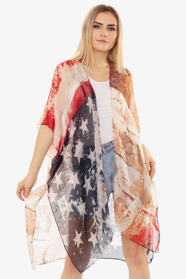 VINTAGE AMERICAN FLAG KIMONO-MS0163