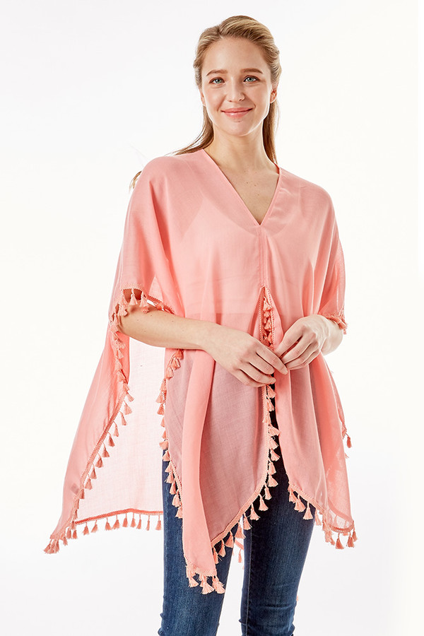 SOLID TASSEL TRIM COVER UP-LOF1279