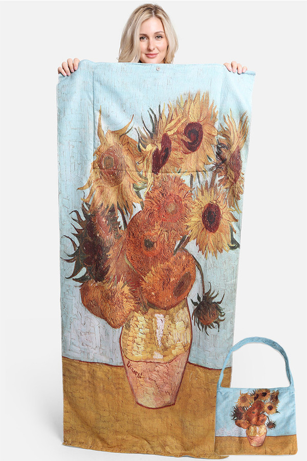 SUNFLOWERS PAINTING BEACH TOWEL BAG-JTB002-28 SUNFLOWERS PAINTING BEACH TOWEL BAG-JTB002-28