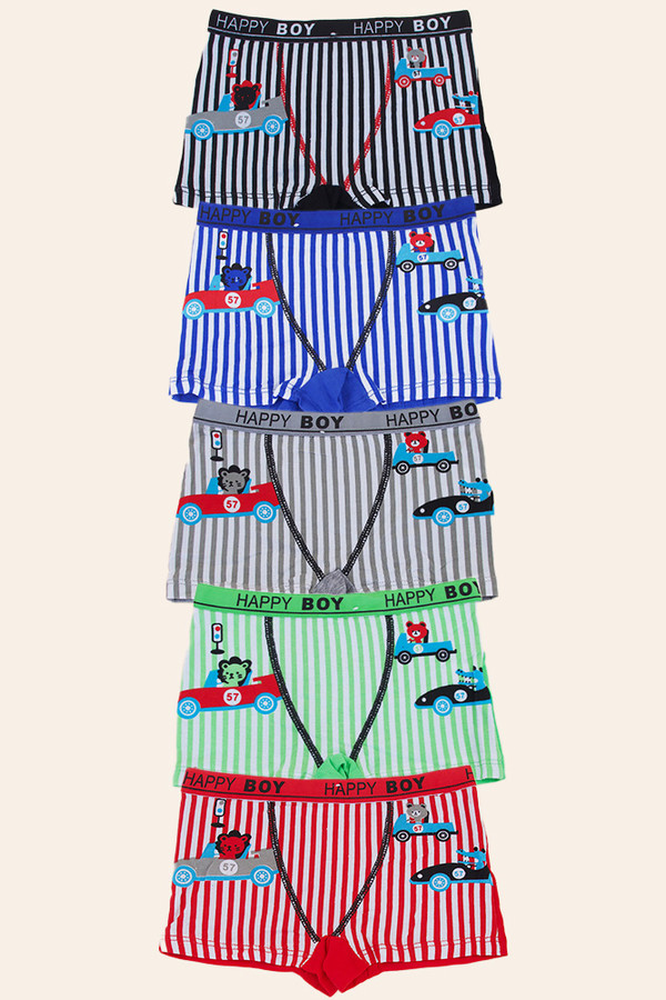 CARS WITH STRIPE PATTERN BOY'S PANTY-C326 (5pc) CARS WITH STRIPE PATTERN BOY'S PANTY-C326 (5pc)