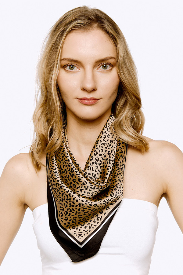Leopard pattern printed silky bandana