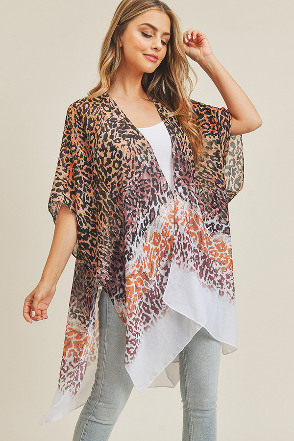 MULTI COLOR LAYERED LEOPARD KIMONO-MS0222