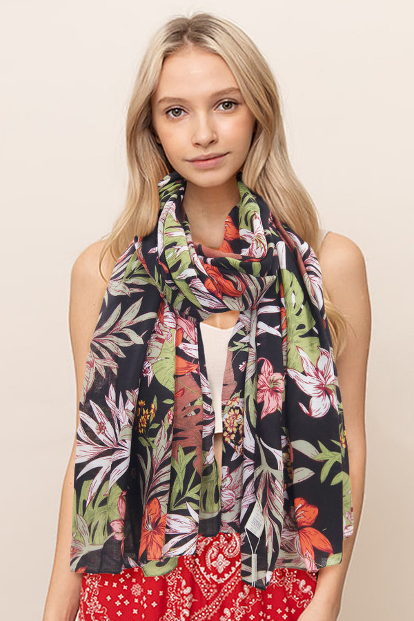 PALM LEAF PRINT SCARF-YLL210224