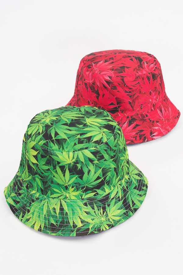 LEAF PRINT REVERSIBLE BUCKET HAT-BH048