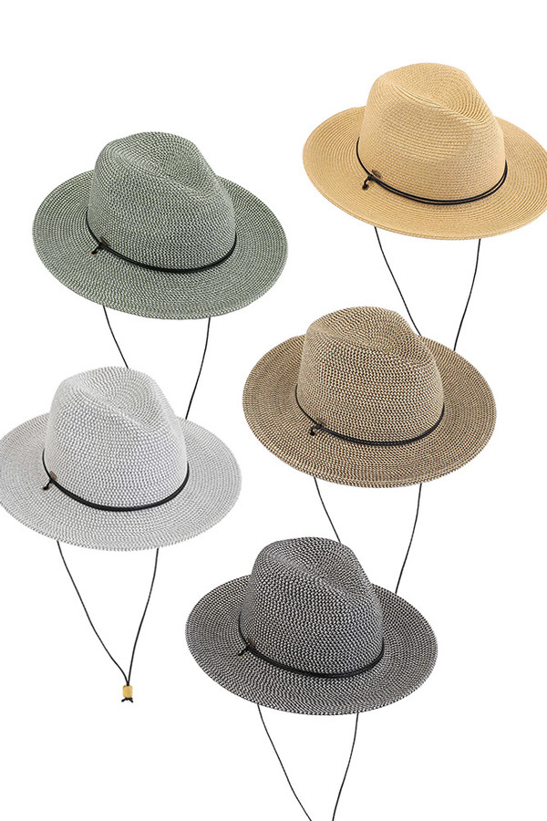 C.C Beanie chin strap straw panama hat