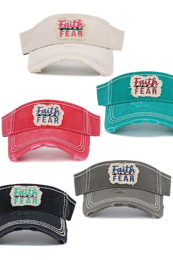 FAITH OVER FEAR VINTAGE VISOR CAP-KBR-163